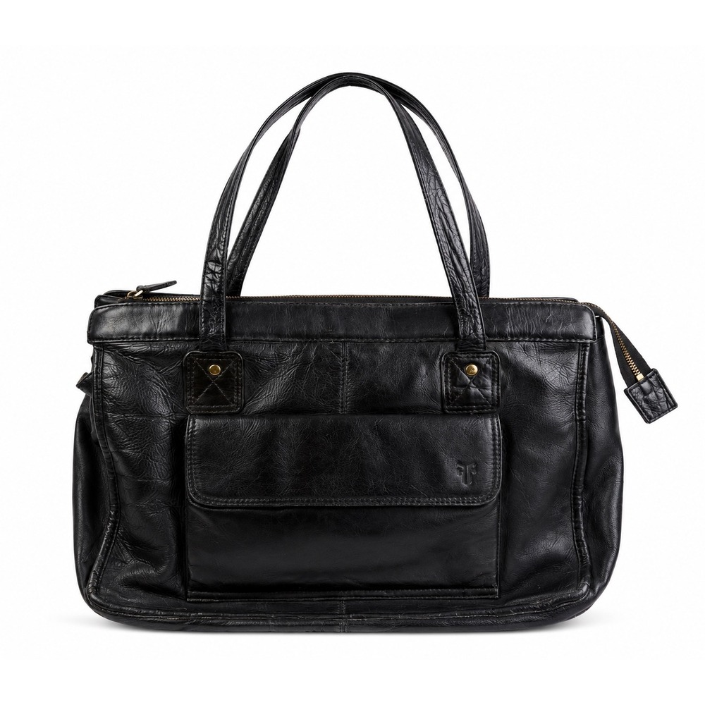 Frye Vintage Black Pebbled Leather Shoulder Bag Satchel